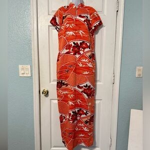 Vintage Made in Hawaii Pomaré Maxi Floral Tropical‎ Dress Size Medium